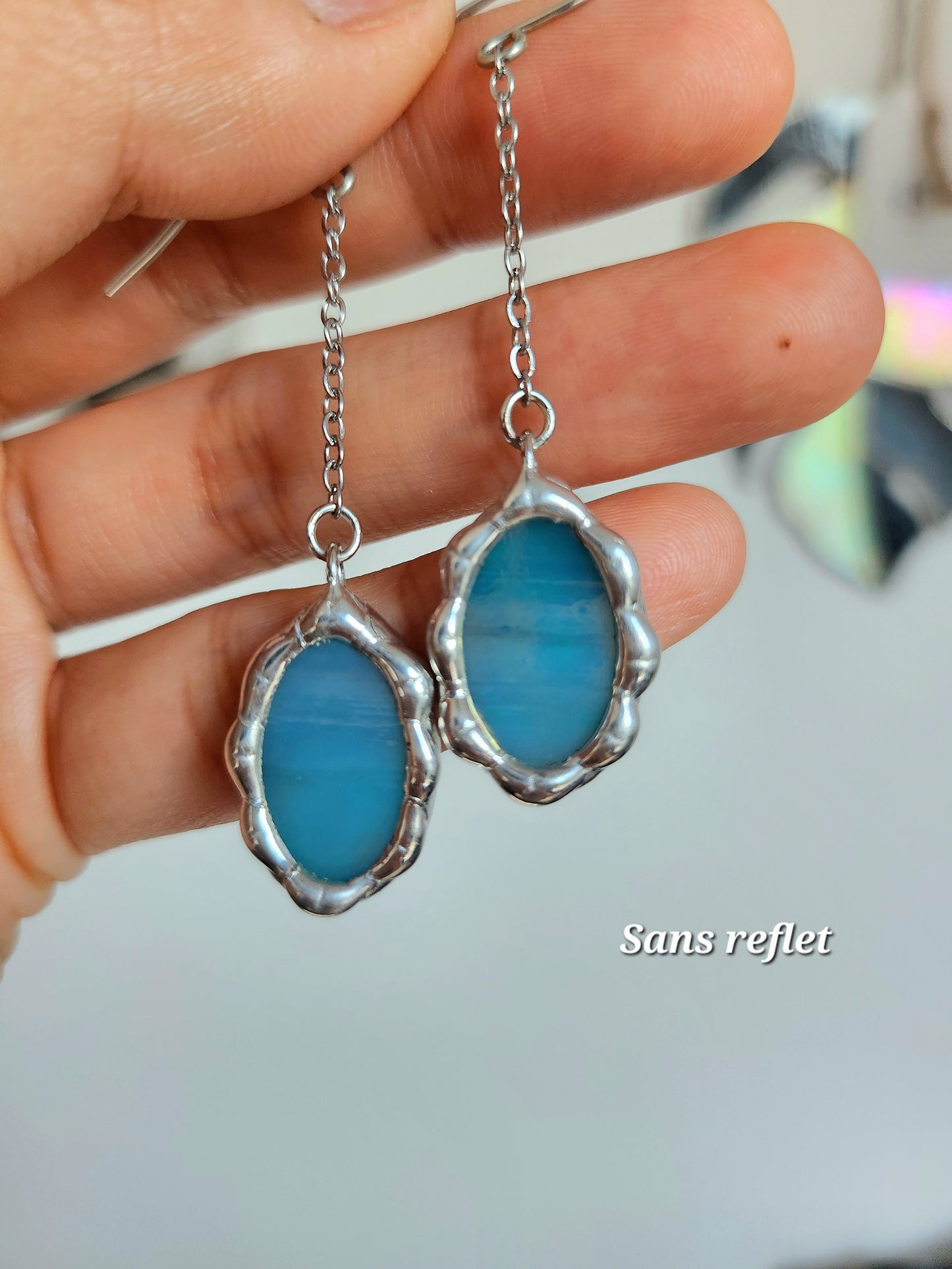 Boucle d’oreille miroir magique – verre irisé