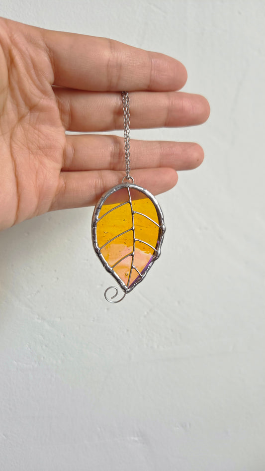 Mini Feuille Orange Irisée