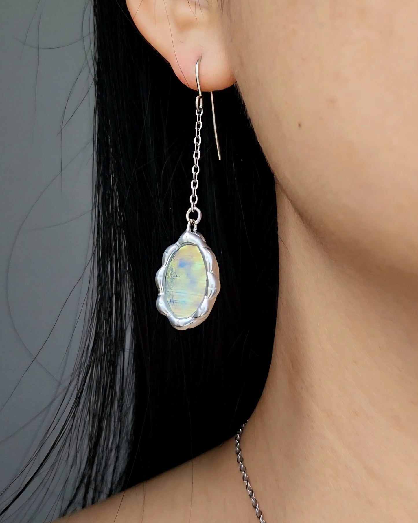 Boucle d’oreille miroir magique – verre irisé