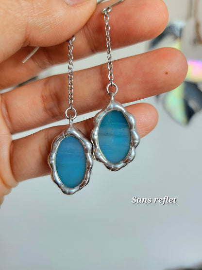 Boucle d’oreille miroir magique – verre irisé