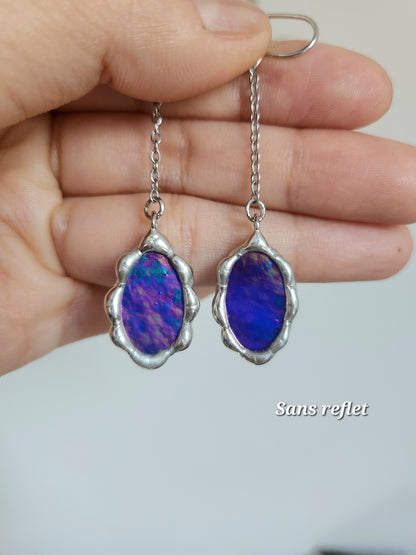 Boucle d’oreille miroir magique – verre irisé
