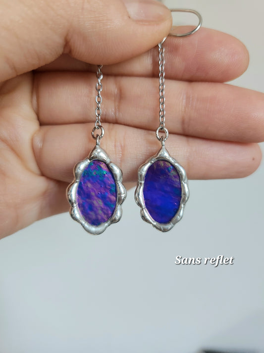 Boucle d’oreille miroir magique – verre irisé