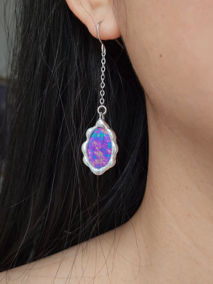Boucle d’oreille miroir magique – verre irisé