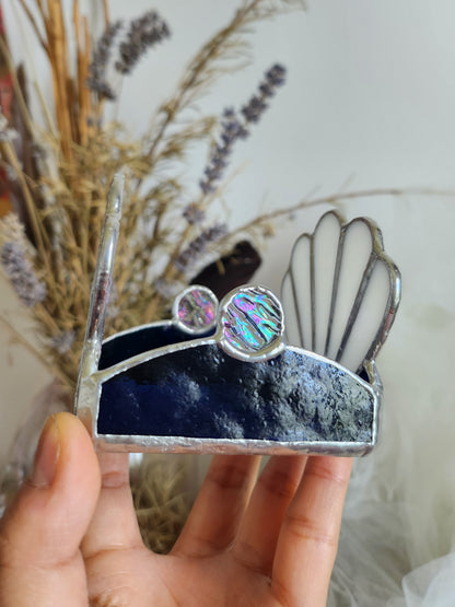 Photophore Coquillage Irisé en vitrail tiffany- bougeoir pour bougie chauffe plat