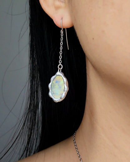 Boucle d’oreille miroir magique – verre irisé
